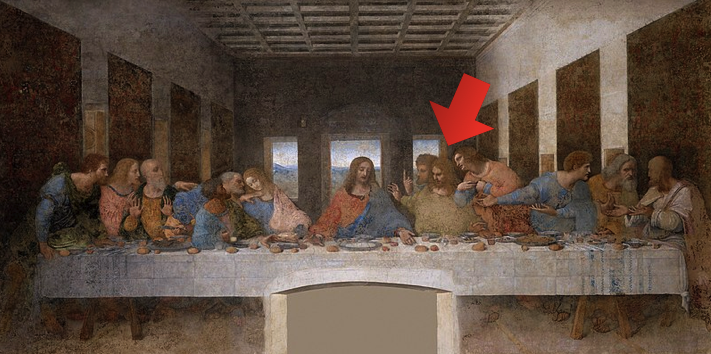 รูป The Last Supper ของ Leonardo da Vinci เซนต์เจมส์นั่งอยู่คนที่สองทางฝั่งซ้ายมือของพระเยซู